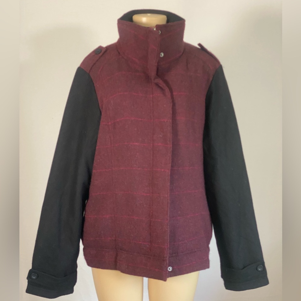 Prana Red and Black Bomber Jacket Quilted Design